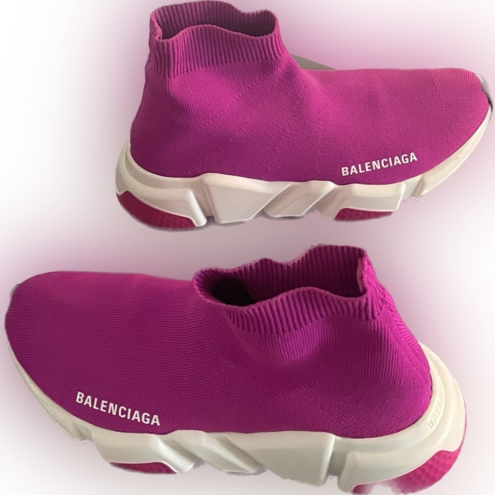 Authentic Balenciaga 2.0 Knit High Tops. Deep Pink. Previously Loved. Size 37